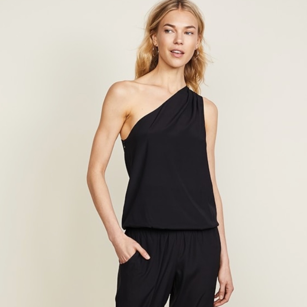 Ramy Brook - Black "Lulu" Silk One Shoulder Jumpsuit, Size M